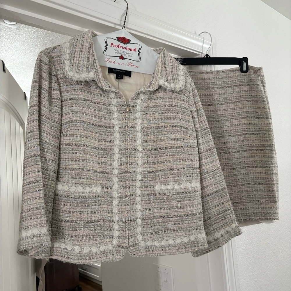 St John Chic Tweed Jacket and Skirt Set